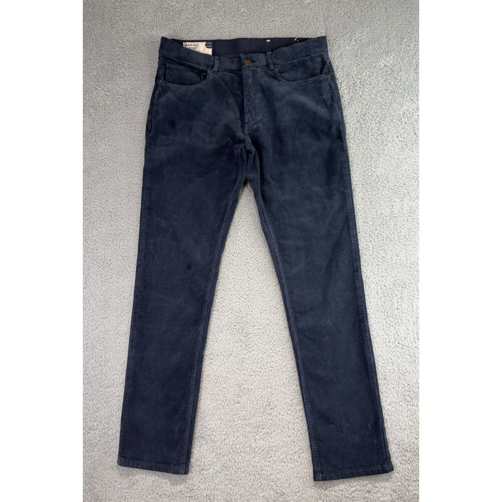 Marine Layer Original Slim Corduroy Pants Men's 32(34x30.5) Navy Blue